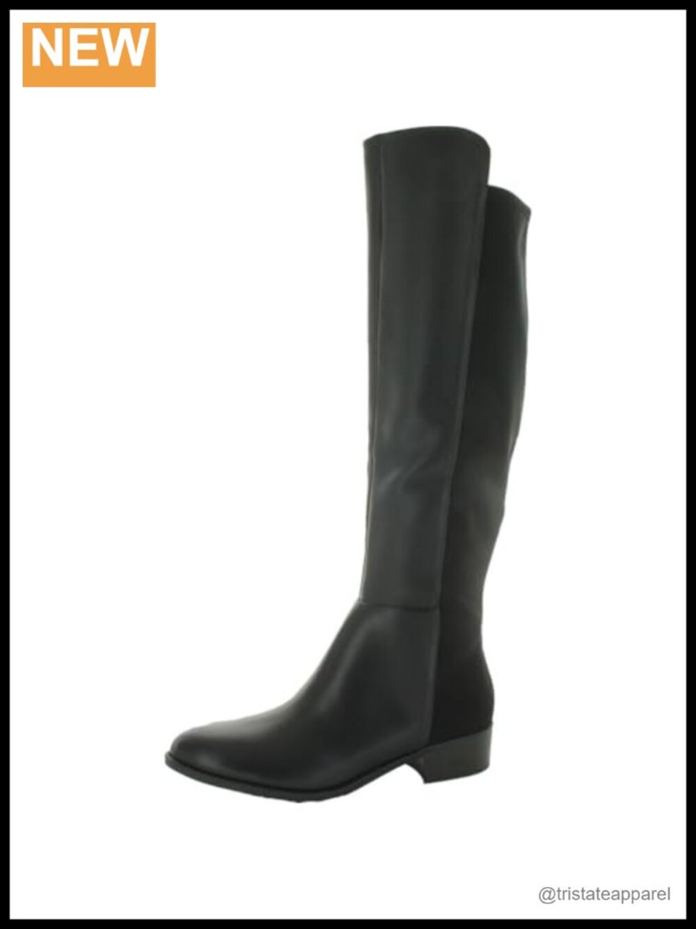 Faux Leather Over-the-Knee Boots Round Toe Block Heel Zipper